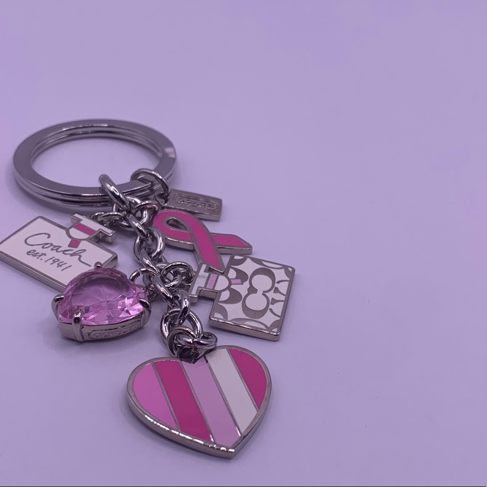 Coach 92161 BCA Breast Cancer Awareness Multi Mix Enamel Keychain Key Fob Pink - Picture 4 of 6